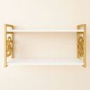 Ver imagem 7 de Prateleira Decorativa 70cm Branca com Suporte Estilo Industrial Dourado Ouro Gold Suspensa Decorar
