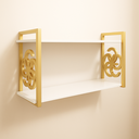 Ver imagem 6 de Prateleira Decorativa 70cm Branca com Suporte Estilo Industrial Dourado Ouro Gold Suspensa Decorar