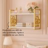 Prateleira Decorativa 70cm Branca com Suporte Estilo Industrial Dourado Ouro Gold Suspensa Decorar - 5
