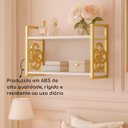 Ver imagem 5 de Prateleira Decorativa 70cm Branca com Suporte Estilo Industrial Dourado Ouro Gold Suspensa Decorar