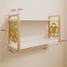 Prateleira Decorativa 70cm Branca com Suporte Estilo Industrial Dourado Ouro Gold Suspensa Decorar - 8