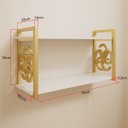 Ver mais imagens de Prateleira Decorativa 70cm Branca com Suporte Estilo Industrial Dourado Ouro Gold Suspensa Decorar