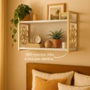Ver imagem 4 de Prateleira Decorativa 70cm Branca com Suporte Estilo Industrial Dourado Ouro Gold Suspensa Decorar