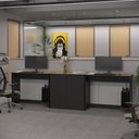 Ver imagem 1 de Conjunto de Escritório 3 Peças Noruega Office 2 Mesas e 1 Aparador Buffet - Via Nossa -preto e Cedro