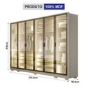 Ver imagem 3 de Guarda-Roupa Casal 6 Portas Reflectas com LED 6 Gavetas MDF Solare Bege/Off White