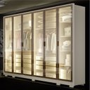 Ver imagem 1 de Guarda-Roupa Casal 6 Portas Reflectas com LED 6 Gavetas MDF Solare Bege/Off White