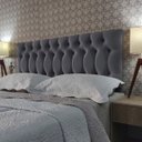 Ver imagem 1 de Cabeceira Cama Box Queen Capitone 1896 Suede Liso Cinza 160x60 RBL