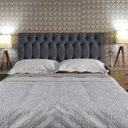Ver imagem 2 de Cabeceira Cama Box Queen Capitone 1896 Suede Liso Cinza 160x60 RBL