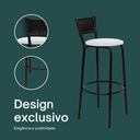 Ver imagem 4 de Kit 2 Banquetas para Bancada Banco Alto Junco Preto Balcão Cozinha Gourmet Bar Área de Lazer Piscina