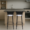 Ver imagem 6 de Kit 2 Banquetas para Bancada Banco Alto Junco Preto Balcão Cozinha Gourmet Bar Área de Lazer Piscina