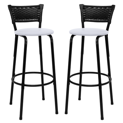 Kit 2 Banquetas para Bancada Banco Alto Junco Preto Balcão Cozinha Gourmet Bar Área de Lazer Piscina