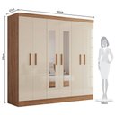 Ver imagem 4 de Guarda-Roupa Casal com Espelho 6 Portas e 2 Gavetas Cancun Off White/Cinamomo