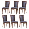 Kit 6 Cadeiras de Jantar Estofada Mônaco 48 x 102 Cm Madeira Maciça Imbuia Linho Cinza L67 - RMI - 1
