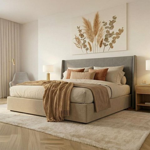 Cabeceira Cama King 200cm Estofada Cor:Linho Lincoln Níquel