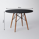Ver imagem 2 de Mesa de Jantar Redonda Eiffel 90cm com 4 Cadeiras Charles Eames, Design Moderno, Base em Madeira, Pa