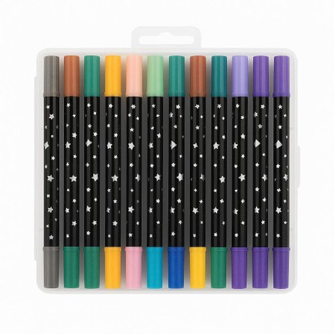 Canetas Colorir com Glitter 2 Pontas com 48 Cores