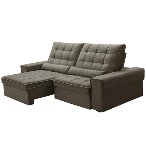 Sofá Retrátil Reclinável para Sala 3 Lugares 210cm Nebrasca F04 Veludo Marrom - Lyam Decor
