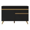 Ver imagem 3 de Balcão Cozinha 120cm 2 Portas 1 Gaveta Veneza Multimóveis V3680 Preto/dourado