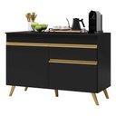 Ver imagem 1 de Balcão Cozinha 120cm 2 Portas 1 Gaveta Veneza Multimóveis V3680 Preto/dourado