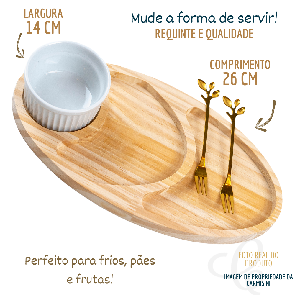 Petisqueira com Garfinhos e Ramequim Petisqueira Madeira - 3