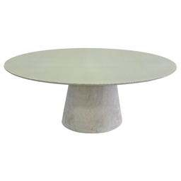 Mesa de Jantar Cone Oval 180x100 Cm Tampo Off White + Vidro Base Concreto - 2 Mesa de Jantar Cone Oval 180x100 Cm Tampo Off White + Vidro Base Concreto - 2