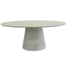 Mesa de Jantar Cone Oval 180x100 Cm Tampo Off White + Vidro Base Concreto - 1