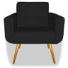 Kit Poltrona Decorativa Anitta Puff Redondo Corano Preto - 1