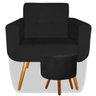 Kit Poltrona Decorativa Anitta Puff Redondo Corano Preto - 4