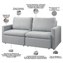 Ver imagem 7 de Sofá 3 Lugares Retrátil Reclinável para Sala de Estar 186cm Detroit K01 Linho Cinza - Lyam Decor