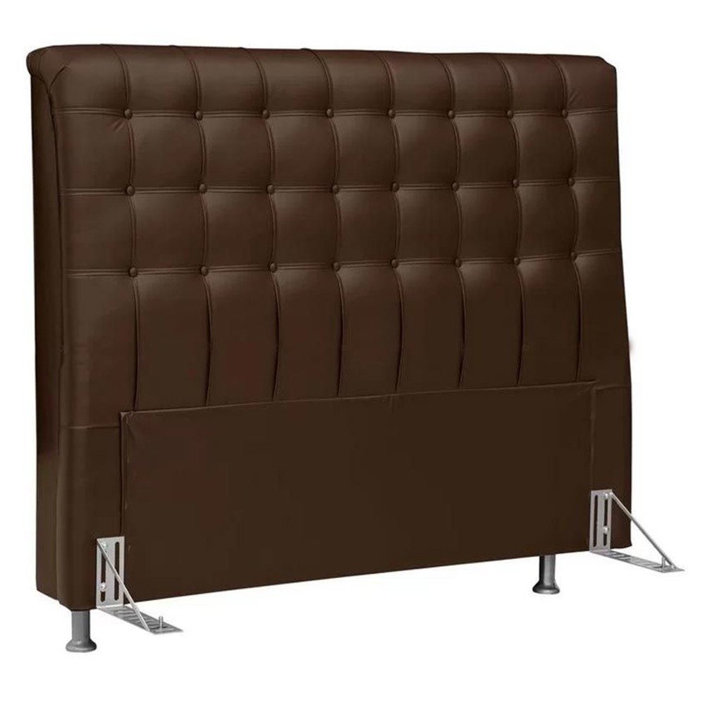 Cabeceira Casal King 195cm Ana Para Cama Box Corino Marrom - DS Móveis