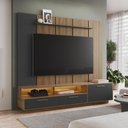 Ver imagem 1 de Rack com Painel para TV até 75 Polegadas e LED 1 Porta 2 Gavetas Multimóveis Crart-RCP003 - Mel/