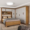 Ver imagem 1 de Guarda-roupa Casal Modulado com Cama Hércules 11 Portas 6 Gavetas Cinamomo/off White - Carioca Móvei
