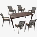 Ver imagem 2 de Jogo de Mesa Ripada 6 Cadeiras Praia de Jardim Piscina Jantar Marrom