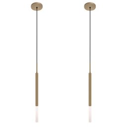 Kit 2 Pendentes Teto Luminária Tubo Difusor Sala Hall Bronze - 1