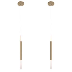 Kit 2 Pendentes Teto Luminária Tubo Difusor Sala Hall Bronze