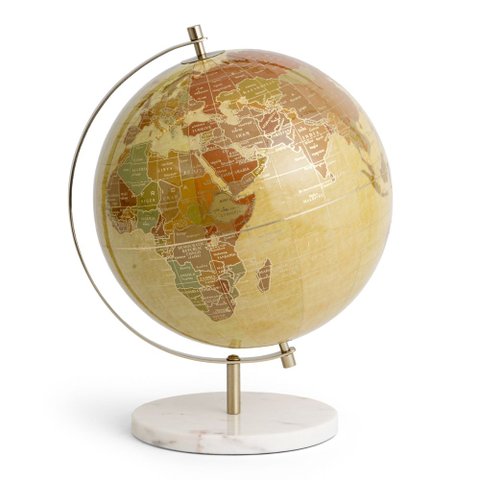 Globo Terrestre Decorativo em Metal e Mármore 34cm 22116 Mart