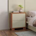 Ver imagem 1 de Mesa de Cabeceira Mdf 54cm 2 Gavetas Freijó/off White Tw55