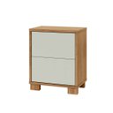 Ver imagem 2 de Mesa de Cabeceira Mdf 54cm 2 Gavetas Freijó/off White Tw55
