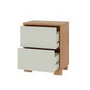 Ver imagem 3 de Mesa de Cabeceira Mdf 54cm 2 Gavetas Freijó/off White Tw55