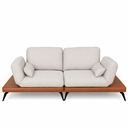 Ver imagem 4 de Sofá Retrátil Moderno Avelar 2 Lugares Courino Caramelo | Linho Off White - Sallar Home