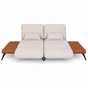 Ver imagem 6 de Sofá Retrátil Moderno Avelar 2 Lugares Courino Caramelo | Linho Off White - Sallar Home
