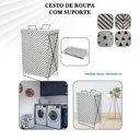 Ver imagem 3 de Cesto Saco de Roupa Suja Lavanderia Suporte Metal Dobrável