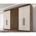 Ver imagem 1 de Guarda Roupa 6 Portas C/ 2 Ripadas e 6 Gavetas Potente Braúna/off White - Europa