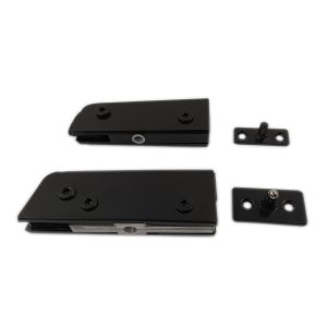 Kit dobradiças + pivôs para porta pivotante de vidro temperado blindex - Preto