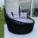 Ver imagem 2 de Chaise Palmeira Em Corda Náutica Preta - Tecido Linus Mescla Cinza Claro