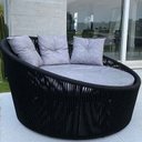 Ver imagem 1 de Chaise Palmeira Em Corda Náutica Preta - Tecido Linus Mescla Cinza Claro
