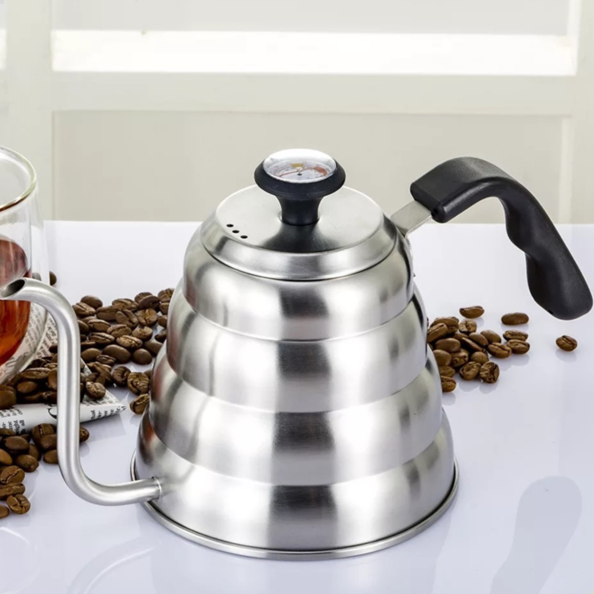 Chaleira Aço Inox Bico de Ganso com Termômetro 1000ml - 3