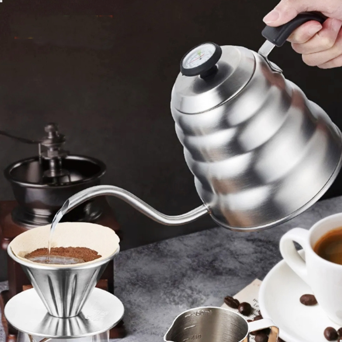 Chaleira Aço Inox Bico de Ganso com Termômetro 1000ml - 4