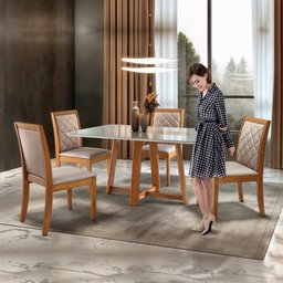 Conjunto Sala de Jantar Mesa e 4 Cadeiras Berlim Espresso Móveis - 9