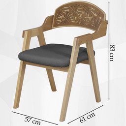 Cadeira Decorativa com Braço Pes Madeira Amendoa Vinil Nacc - 4 Cadeira Decorativa com Braço Pes Madeira Amendoa Vinil Nacc - 4